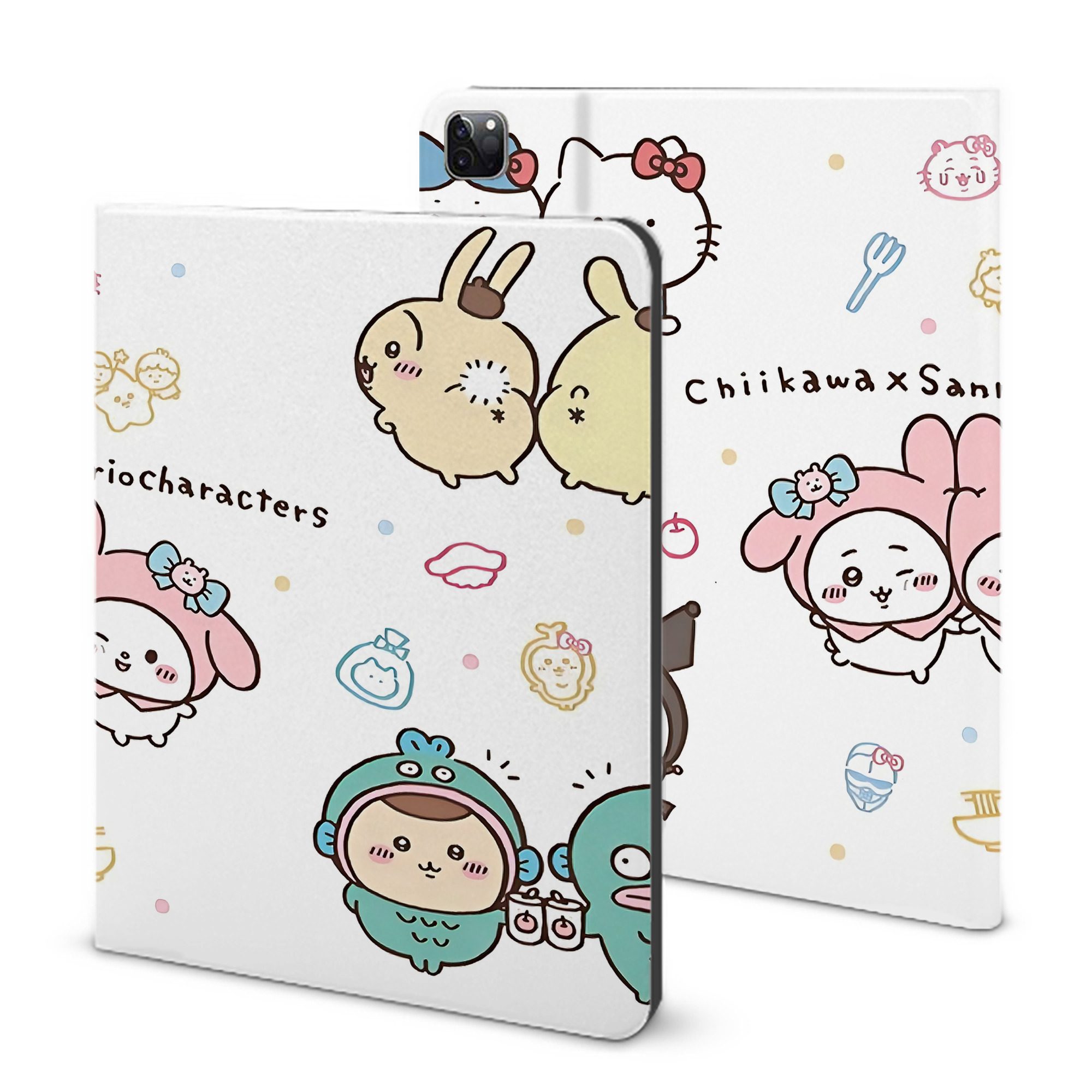 （画像用） ちいかわ Chii-kawa IPad ケース ブック型 PUレザー TPU 耐衝撃 軽量 薄型 ペン収納なし 全面保護 IPad 各モデル対応
